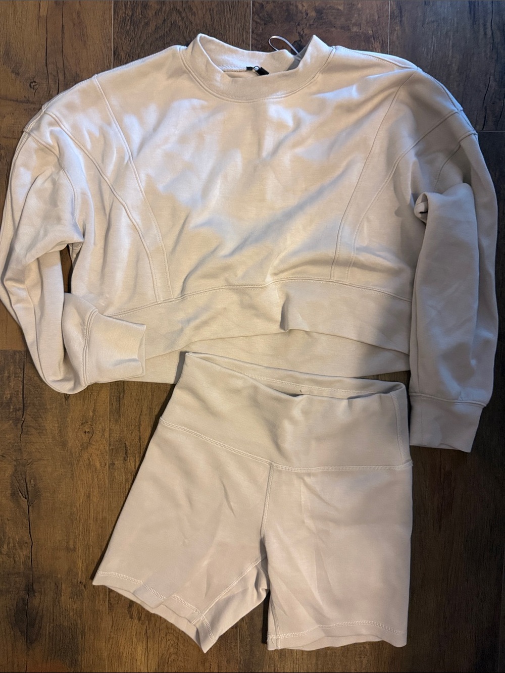 Papermoon Cream High-Rise Bike Shorts